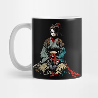 Samurai No. 1: Do Nothing that is of No Use - Miyamoto Musashi on a Dark Background Mug